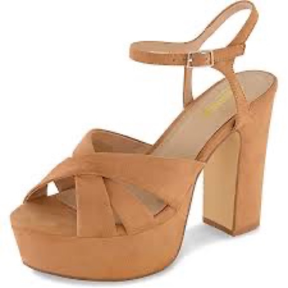 Cushionaire Foxy Platform Dress Heel Suedes tan memory foam
